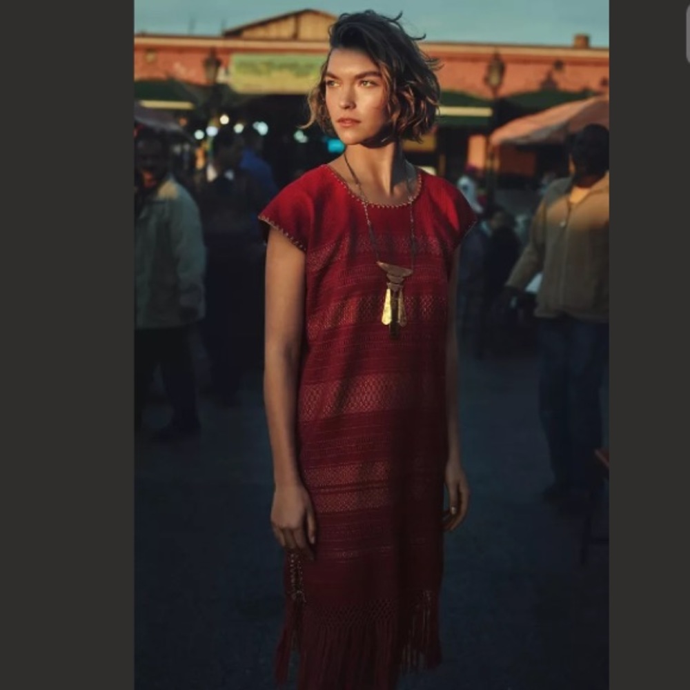 Anthropologie Santa Lupita Coral Garden Midi Dress